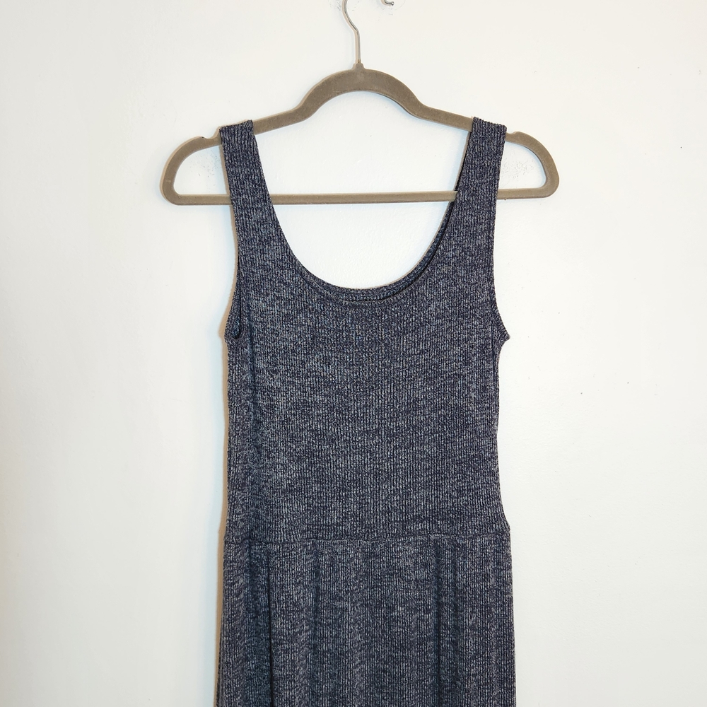 Daily Ritual Charcoal Gray Ribbed Knit Midi Dress Size Medium - Picture 6 of 10
